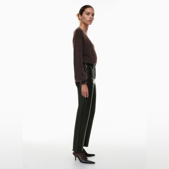 NWT Aritzia Wilfred Melina Pant in Japanese vegan leather black size 12 - Picture 2 of 10